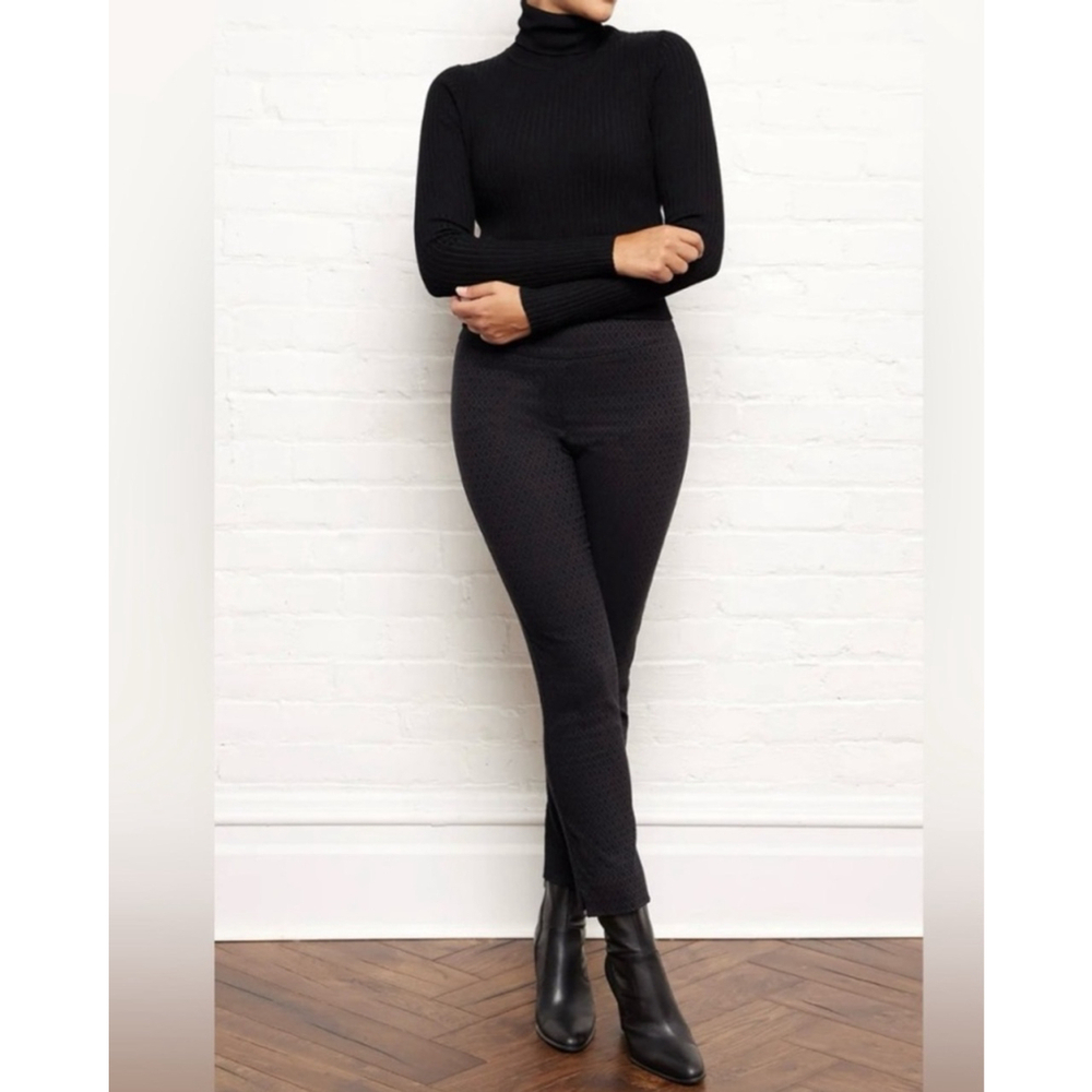 Margaret M Slimming Pant Black Jacquard Pull-On Stretch Cropped Ankle Size XXL